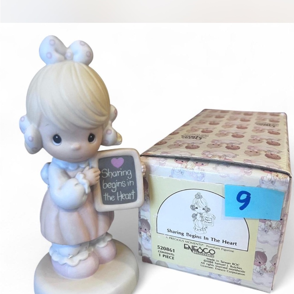 Vintage Precious Moments Sharing Begins in the Heart in excellent condition